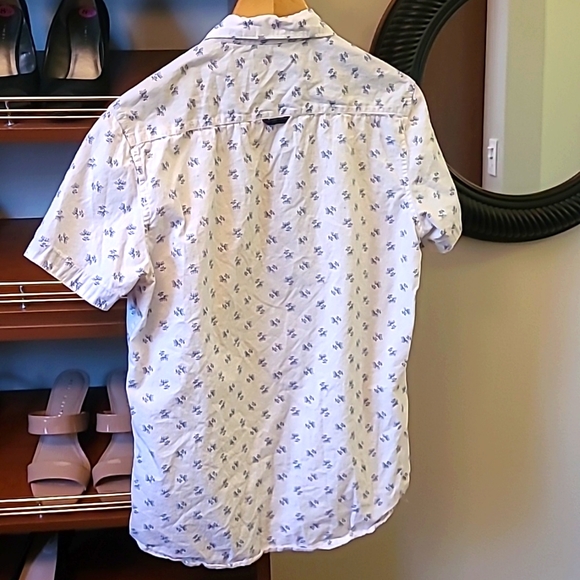 Level Ten Mens Size S Button Short Sleeve Shirt Blue Flowers - Picture 4 of 4